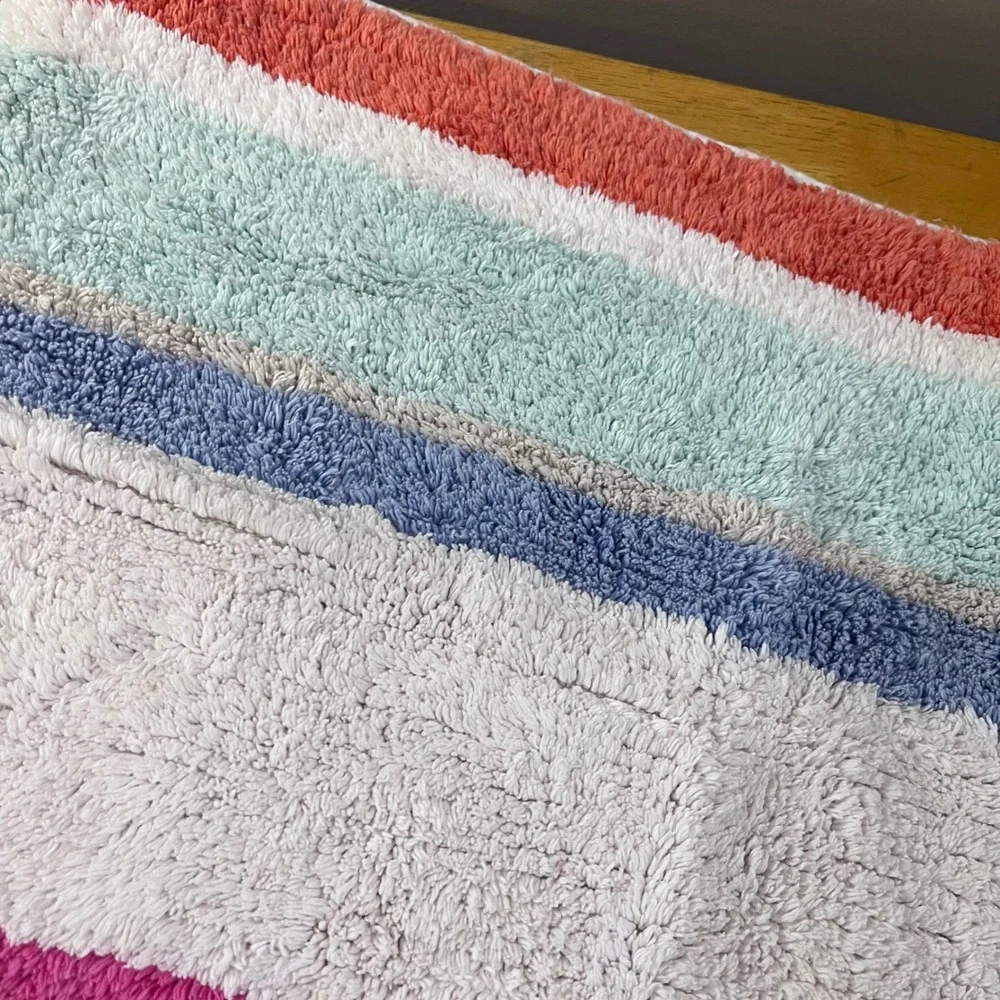 Kate Spade New York Paintball Striped Cotton Bath Rug 21x34‎ Preppy Modern Mat